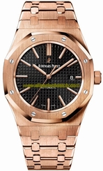 Audemars Piguet Watches : 15400OR.OO.1220OR.01 Automatic 18kt Rose Gold Black Dial Brushed & Polished 18kt Rose Gold Band Men Watch