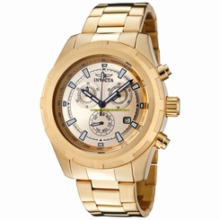 Invicta Watches : 1561 Gold Dial Chronograph Luminous Stop-watch Men Watch