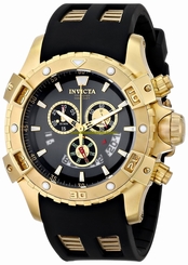 Invicta Watches : 15857 Quartz Chronograph Day Date Black Polyurethane Men Watch