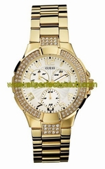 Guess Watches : 16540L1 Quartz Analog Day Date Crystal Bezel Gold Tone Stainless Steel Women Watch