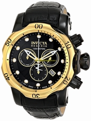 Invicta Watches : 16685 Black Dial Chronograph Date Black Leather Men Watch