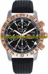 Fake AAA Chopard Watches : 168482-9001 Automatic Stainless Steel/gold Black Dial Black Rubber Band Men Watch Watch