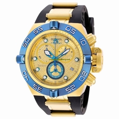 Invicta Watches : 16983 Gold Dial Chronograph Date Black Polyurethane Men Watch