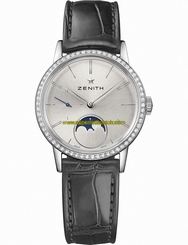 Zenith Watches : 16.2330.692/01.C714 Automatic Moon Phase Diamond Bezel Black Leather Women Watch