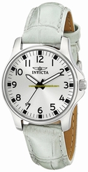 Invicta Watches : 17095-1 Silver-tone Dial Genuine Leather Women Watch