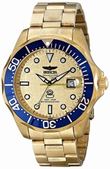 Invicta Watches : 17108 Gold-tone Dial 18kt. Gold Plated Stainless Steel Men Watch