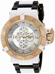 Invicta Watches : 17125 Silver Dial Chronograph Day Date Black Polyurethane Men Watch