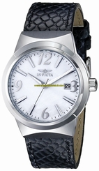 Invicta Watches : 17300 Quartz Mother of Pearl Dial Black Leather Women Watch