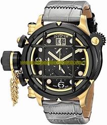 Invicta Watches : 17329 Quartz Chronograph Day Date Grey Leather Men Watch