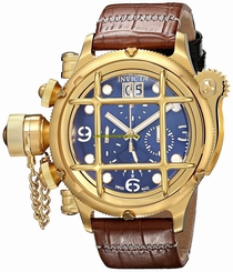 Invicta Watches : 17338 Quartz Chronograph Day Date Brown Leather Men Watch