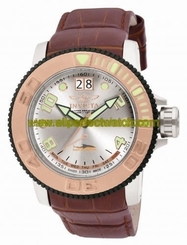 Invicta Watches : 1735 Silver Dial Leather Men Watch