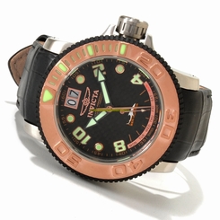 Invicta Watches : 1736 Black Dial Leather Men Watch