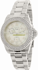 Invicta Watches : 17411 Silver Dial Fixed Stainless Steel Set With Crystals Band Women Watch