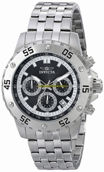 Invicta Watches : 17451 Black Dial Stainless Steel Band Men Watch