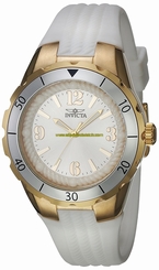Invicta Watches : 17484 White Dial Uni-directional Rotating With White Top Ring Band Women Watch