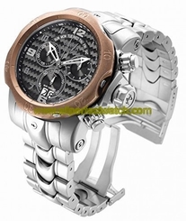Invicta Watches : 17636 Black With Wave Pattern Dial Fixed Copper-tone Band Men Watch