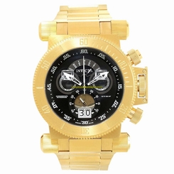 Invicta Watches : 17642 Black Dial Uni-directional Rotating Gold-plated Band Men Watch