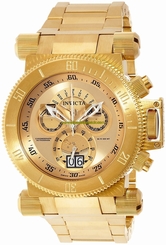 Invicta Watches : 17643 Gold-tone Dial Uni-directional Rotating Gold-plated Band Men Watch