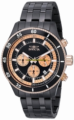Invicta Watches : 17739 Black Dial Ion Plated Stainless Steel Men Watch