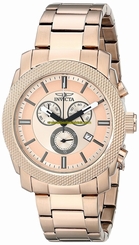 Invicta Watches : 17745 Rose-tone Dial 18k Gold Plated Stainless Steel Men Watch