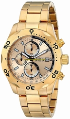 Invicta Watches : 17750 Gold Dial Stainless Steel Band Men Watch