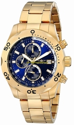 Invicta Watches : 17751 Blue Dial 18kt. Gold Plated Stainless Steel Men Watch