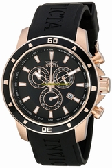Invicta Watches : 17760 Black Dial Chronograph Date Black Polyurethane Men Watch