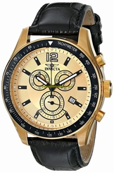 Invicta Watches : 17770 Quartz Chronograph Date Black Leather Men Watch