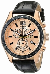Invicta Watches : 17772 Quartz Chronograph Date Black Leather Men Watch