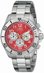 Invicta Watches : 17938 Red Dial Stainless Steel Men Watch