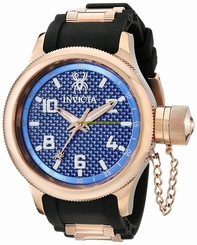 Invicta Watches : 17949 Blue Dial Date Black Polyurethane Men Watch