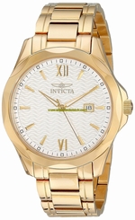 Invicta Watches : 18109 Silver-tone Dial 18k Gold Plated Stainless Steel Men Watch