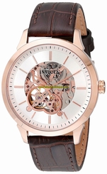 Invicta Watches : 18140 Mechanical Hand Wind See Through Dial Brown Leather Men Watch