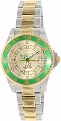 Invicta Watches : 18253 Champagne Dial Fixed Gold-plated With A Green Top Ring Band Women Watch