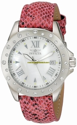 Invicta Watches : 18346 Quartz Mother of Pearl Dial Pink Leather Women Watch