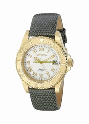 Invicta Watches : 18410 Quartz Mother of Pearl Dial Date Grey Leather Women Watch
