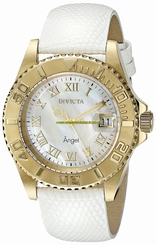 Fake AAA Invicta Watches : 18415 Quartz Roman Numerals Dial Date White Leather Women Watch Watch