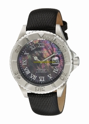 Invicta Watches : 18422 Quartz Mother of Pearl Dial Date Black Leather Men Watch