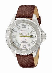 Invicta Watches : 18423 Quartz Mother of Pearl Dial Date Brown Leather Men Watch