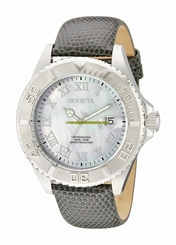 Invicta Watches : 18424 Quartz Mother of Pearl Dial Grey Leather Men Watch
