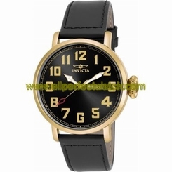 Invicta Watches : 18432 Quartz Analog Day Date Black Leather Men Watch