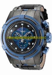 Invicta Watches : 18460 Quartz Mother of Pearl Chronograph Date Black Leather Men Watch