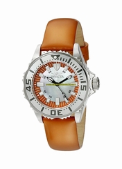 Invicta Watches : 18491 Quartz Mother of Pearl Dial Orange Leather Women Watch