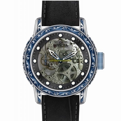 Invicta Watches : 18601 Black Skeleton Dial Fixed Blue And Silver-tone Band Men Watch