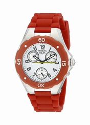 Invicta Watches : 18789 White Dial Uni-directional Rotating Red Plastic Band Women Watch