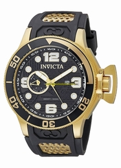 Invicta Watches : 18833 Black Dial Day Date Black Polyurethane Men Watch