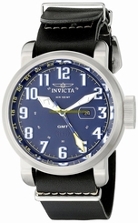 Invicta Watches : 18887 Quartz GMT Date Black Leather Men Watch