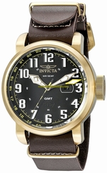 Invicta Watches : 18888 Quartz GMT Date Brown Leather Men Watch
