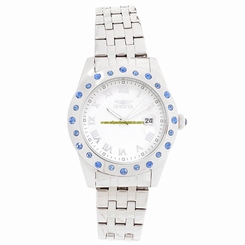 Invicta Watches : 18978 Mother Of Pearl Dial Fixed Stainless Steel Set With Blue Crystal Band Women Watch
