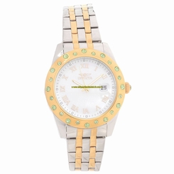 Invicta Watches : 18983 Silver Dial Fixed 18kt Gold-plated With Pink Crystals Band Men Watch